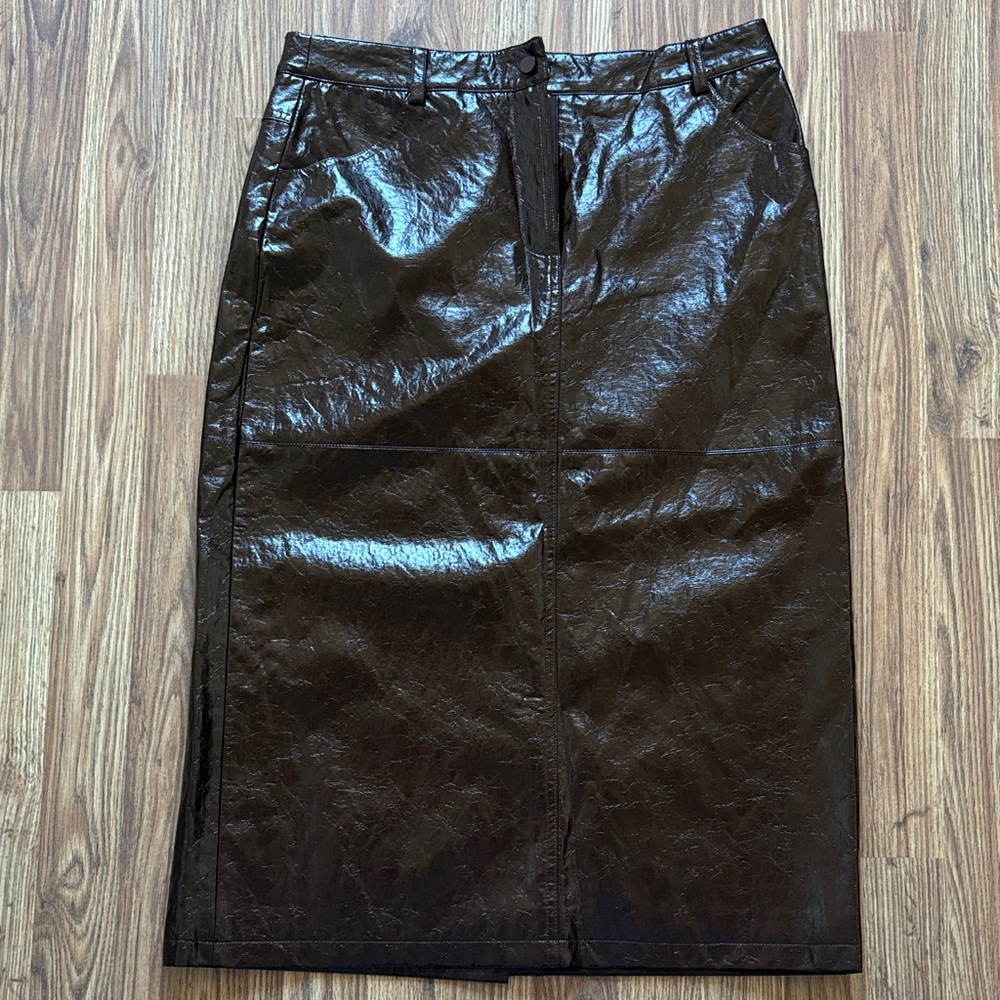 Elegant Brown Leather Skirt